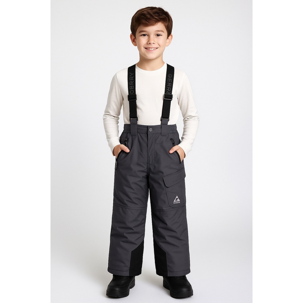 Gerry Snow Pants Youth M 10/12 Gray W/Suspenders Insulated Waterproof Ski Bib